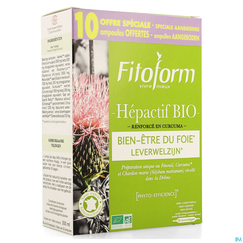 Hepactif bio renforce en curcuma amp 30(20+10 grat