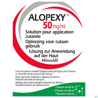 Alopexy 50mg/ml sol application cutanee fl 3x60ml