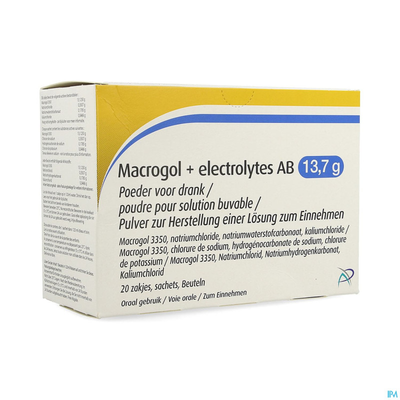 Macrogol+electrolytes ab 13,7g pdr sol    sach 20