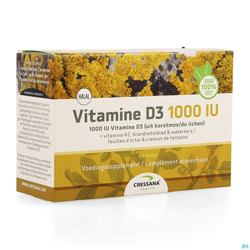 Vitamine d3 1000iu + k2 vegetal    caps 60