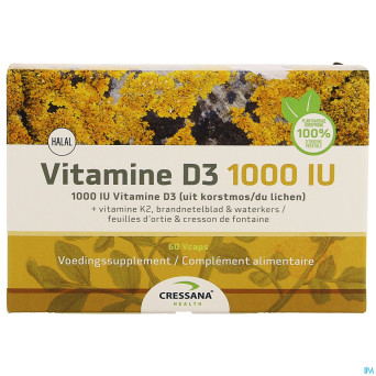 Vitamine d3 1000iu + k2 vegetal    caps 60