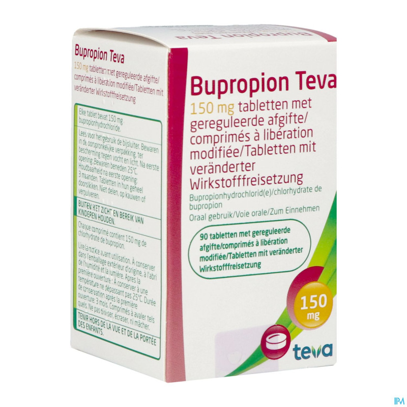 Bupropion teva 150mg liber.modifiee comp  90
