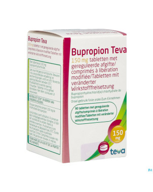 Bupropion teva 150mg liber.modifiee comp  90