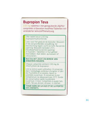 Bupropion teva 150mg liber.modifiee comp  90