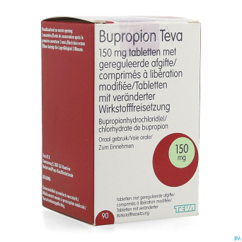 Bupropion teva 150mg liber.modifiee comp  90