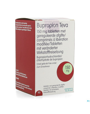 Bupropion teva 150mg liber.modifiee comp  90