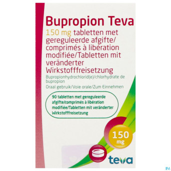 Bupropion teva 150mg liber.modifiee comp  90