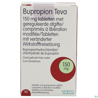 Bupropion teva 150mg liber.modifiee comp  90