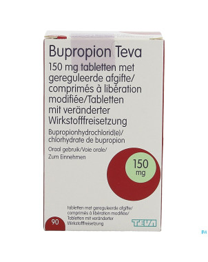 Bupropion teva 150mg liber.modifiee comp  90