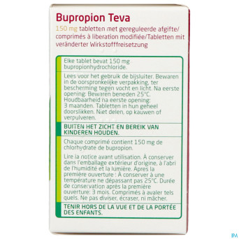 Bupropion teva 150mg liber.modifiee comp  90