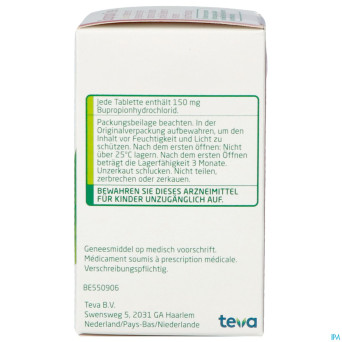 Bupropion teva 150mg liber.modifiee comp  90