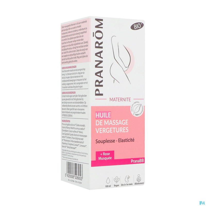 Pranarom huile massage vergetures 100ml
