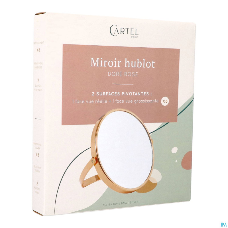 Cartel miroir hublot or rose x8 asie    15cm