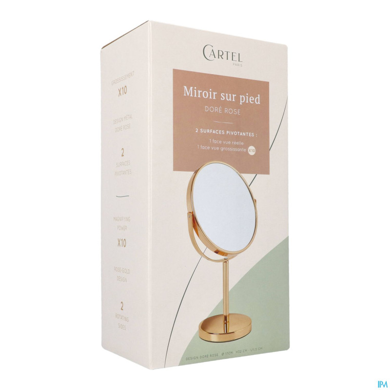 Cartel miroir pied or rose x10 asie    17cm