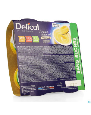 Delical creme dessert hp-hc s/sucre vanille 4x124g