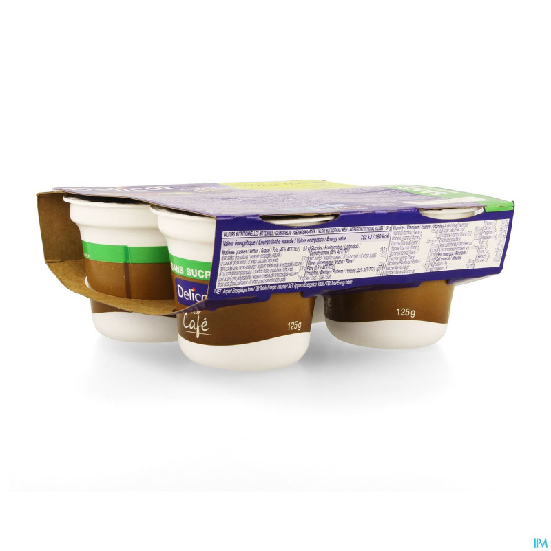 Delical creme dessert hp-hc s/sucre cafe    4x124g