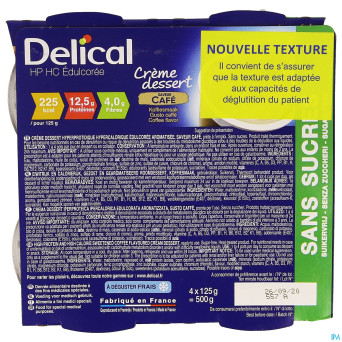 Delical creme dessert hp-hc s/sucre cafe    4x124g