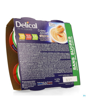 Delical creme dessert hp-hc s/sucre fraise  4x124g