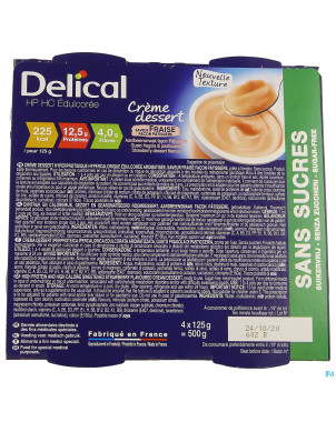 Delical creme dessert hp-hc s/sucre fraise  4x124g