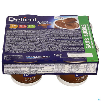 Delical creme dessert hp-hc s/sucre cacao  4x124g