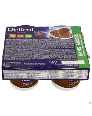Delical creme dessert hp-hc s/sucre cacao  4x124g