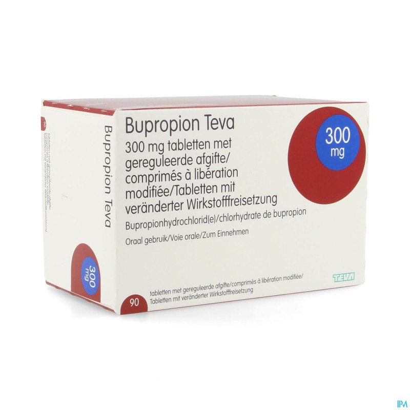 Bupropion teva 300mg liber.modifiee comp  90