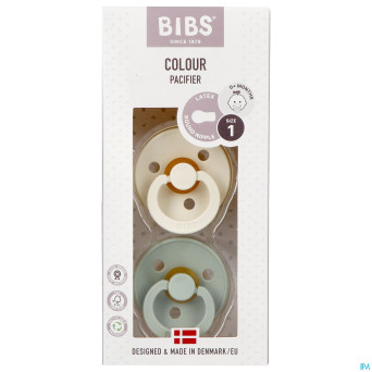 Bibs 1 sucette duo sage ivory