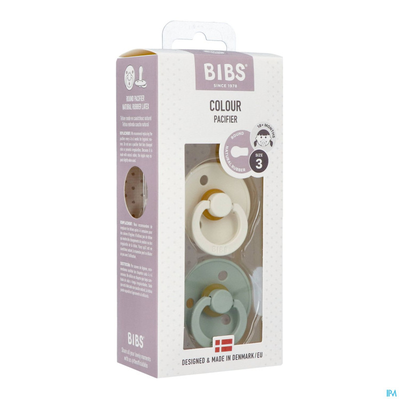 Bibs 3 sucette duo sage ivory