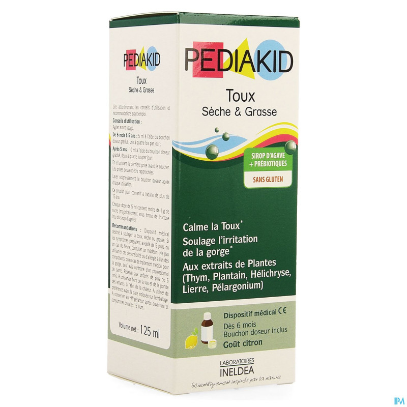 Pediakid toux seche grasse sol buv 125ml