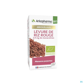 Arkogelules levure riz rouge bio    caps 45 nf