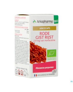 Arkogelules levure riz rouge bio    caps 45 nf