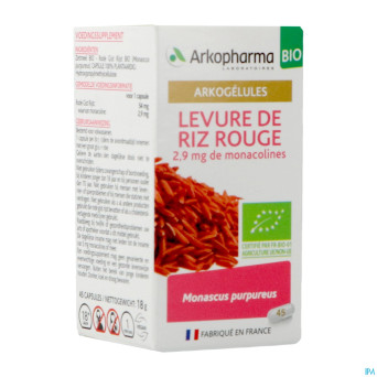 Arkogelules levure riz rouge bio    caps 45 nf