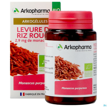 Arkogelules levure riz rouge bio    caps 45 nf
