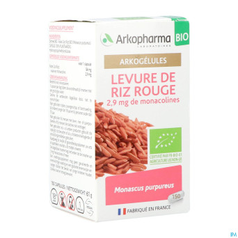 Arkogelules levure riz rouge bio caps 150 nf