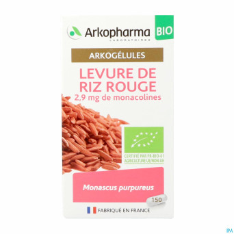 Arkogelules levure riz rouge bio caps 150 nf