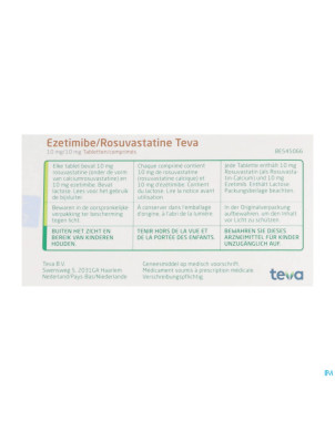 Ezetimibe rosuvastatine teva 10mg/10mg comp 100
