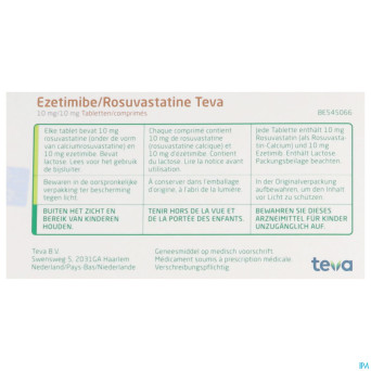 Ezetimibe rosuvastatine teva 10mg/10mg comp 100