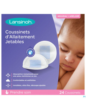Lansinoh coussinets allait. jet. blue lock core 24