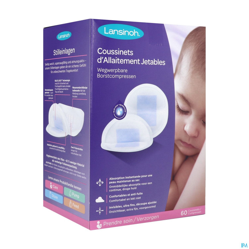 Lansinoh coussinets allait. jet. blue lock core 60