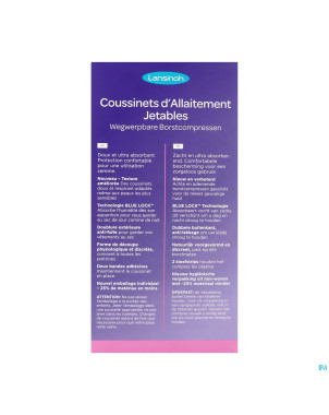 Lansinoh coussinets allait. jet. blue lock core 60