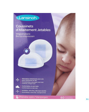 Lansinoh coussinets allait. jet. blue lock core 60