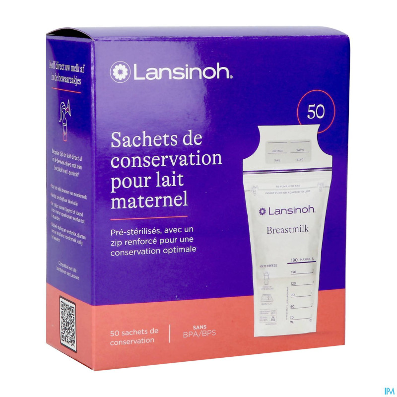 Lansinoh sachet conservation lait maternel50 40056