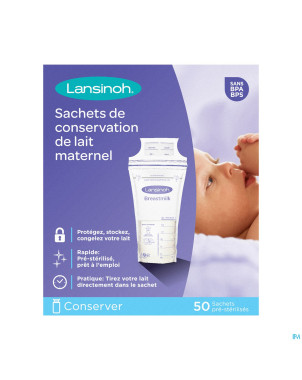 Lansinoh sachet conservation lait maternel50 40056