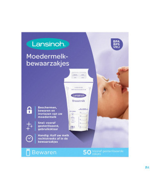 Lansinoh sachet conservation lait maternel50 40056