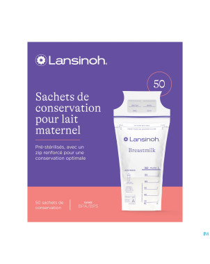 Lansinoh sachet conservation lait maternel50 40056