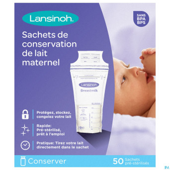 Lansinoh sachet conservation lait maternel50 40056