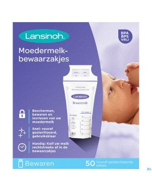 Lansinoh sachet conservation lait maternel50 40056