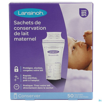 Lansinoh sachet conservation lait maternel50 40056