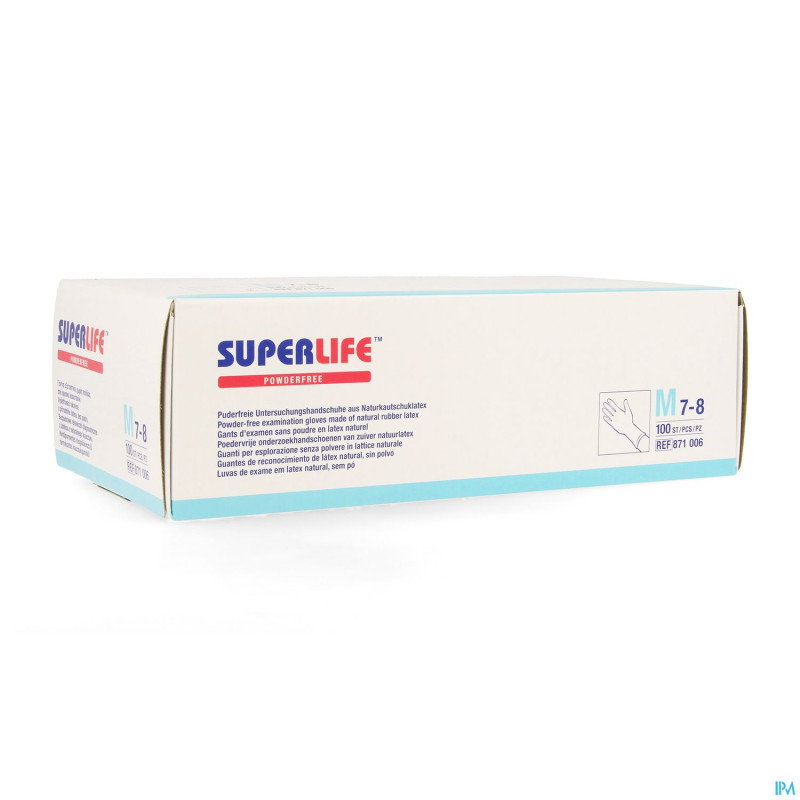 Superlife gants examen latex -pdr m 100    8710060