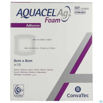 Aquacel ag foam adhesif 8x8cm 10